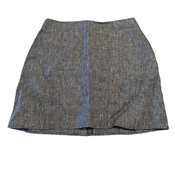 Reformation Black White Houndstooth Linen Mini Skirt Women's Size 6